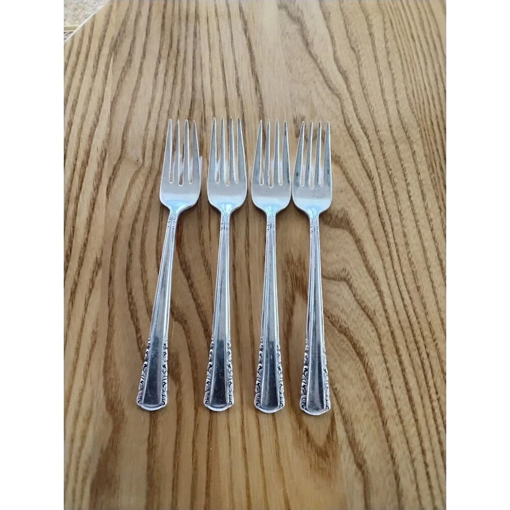 Holmes & Edwards Inlaid Silverplate Forks May Queen Set Of 4